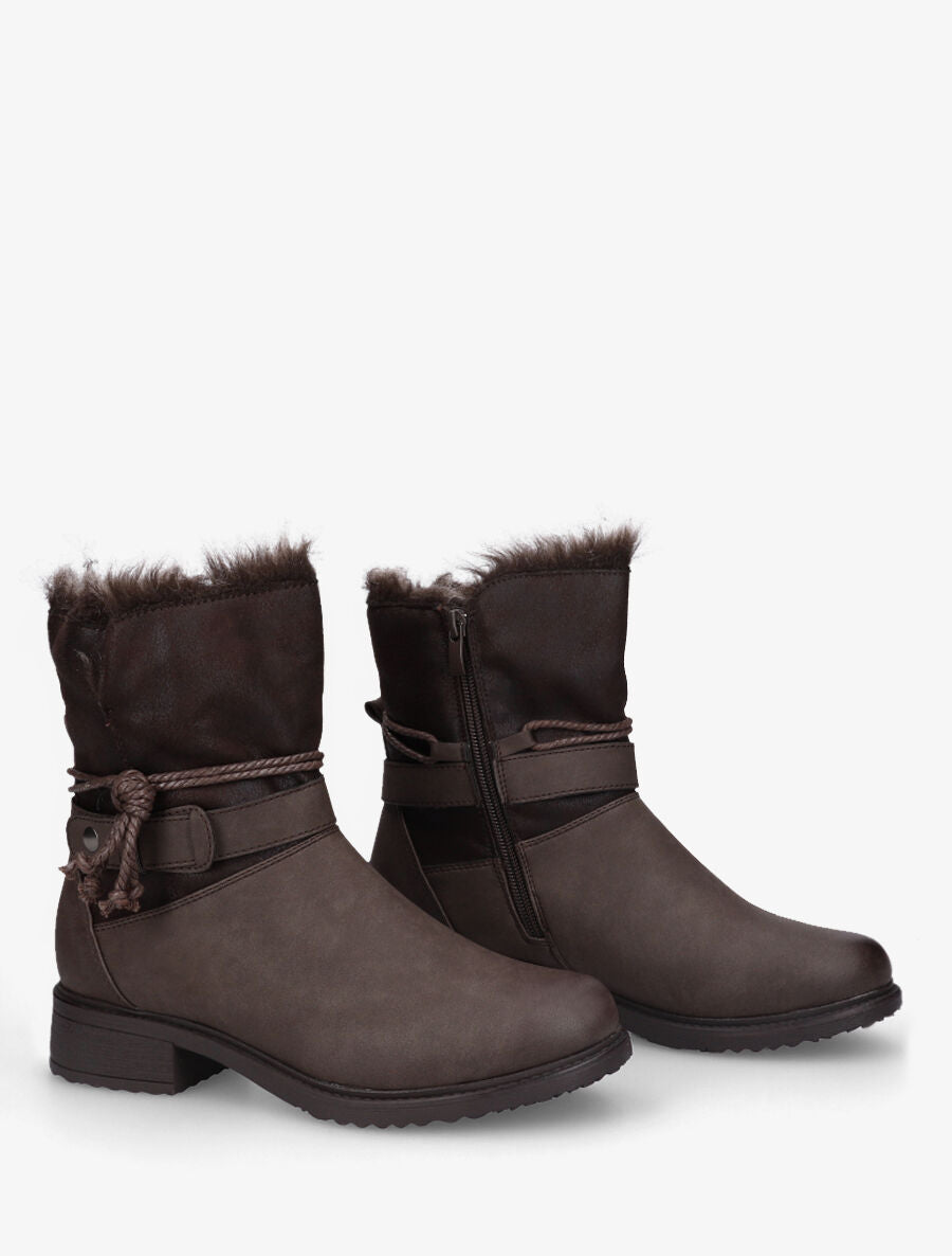 Bottines fourrées bi-matière - Marron - 4