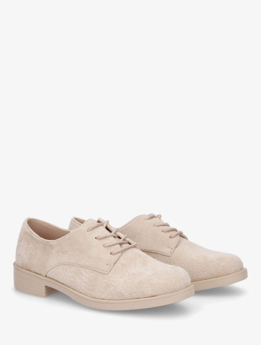 Derbies unies en suédine - Beige - 4