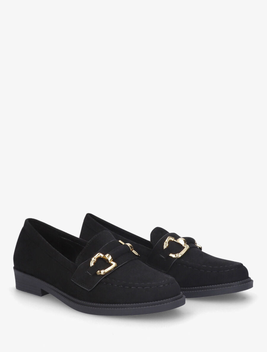 Mocassins unis en suédine - Noir - 4
