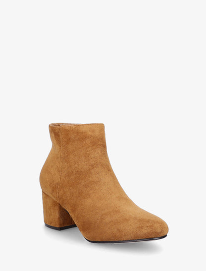 Bottines à talon en suédine - Camel - 2