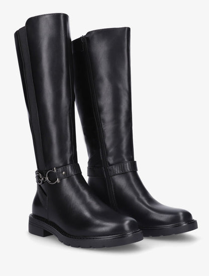 Bottes élastiquées unies à talon - Noir - 4