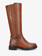 Bottes élastiquées unies à talon - Camel - 5