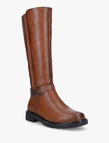 Bottes élastiquées unies à talon - Camel - 2