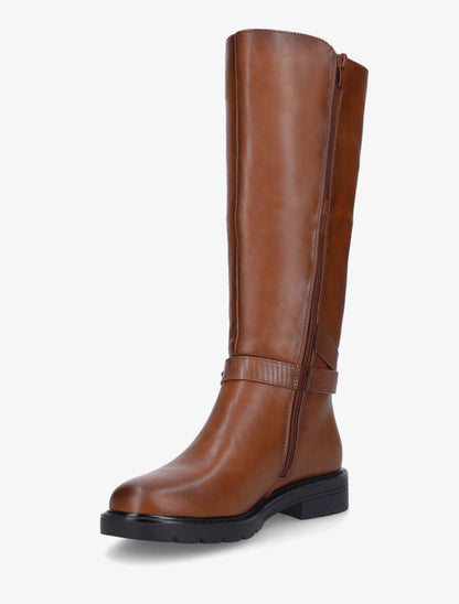 Bottes élastiquées unies à talon - Camel - 3