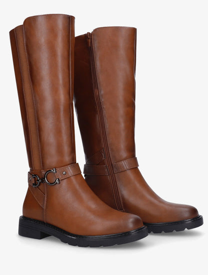 Bottes élastiquées unies à talon - Camel - 4