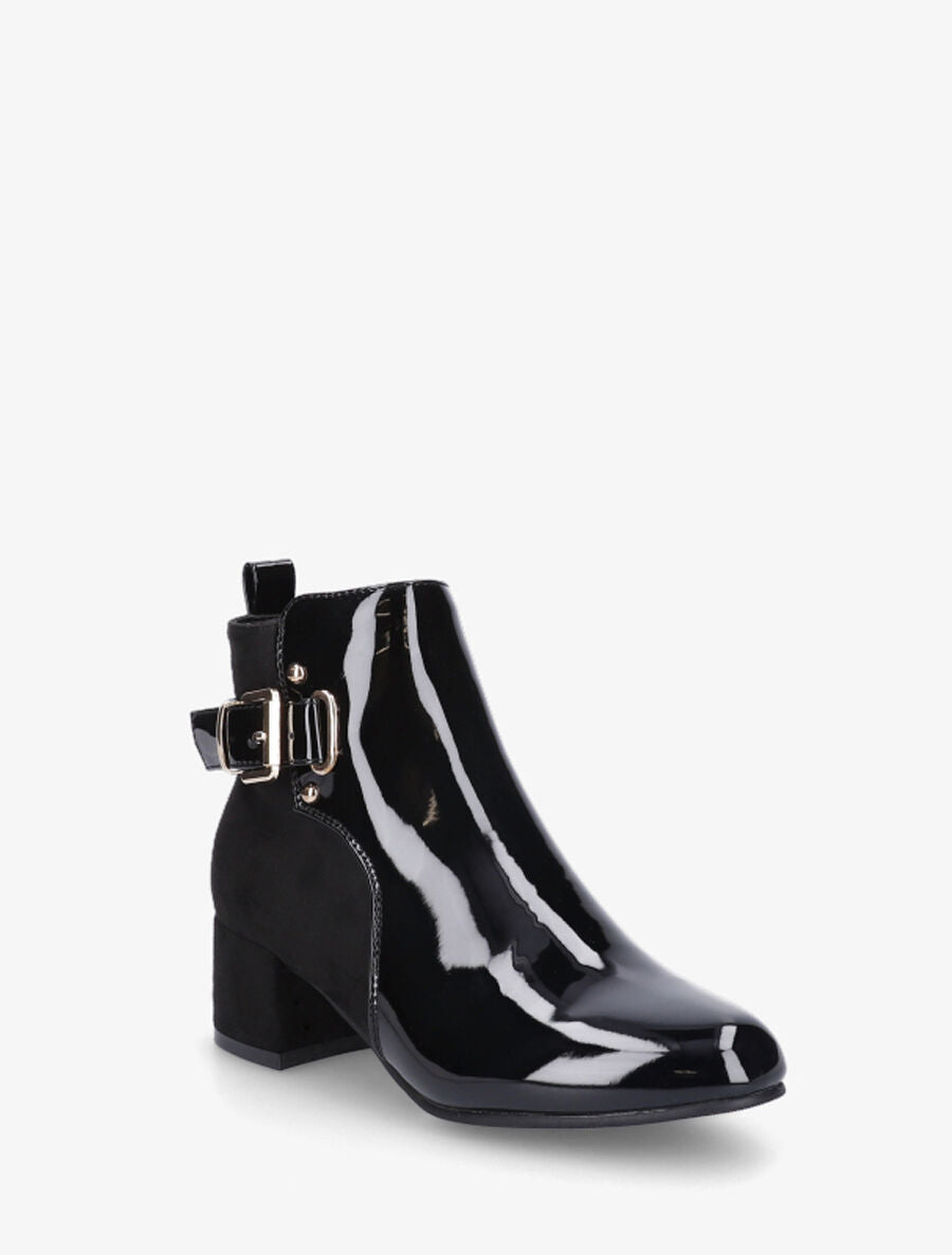 Bottines bi-matière à talon - Noir - 2