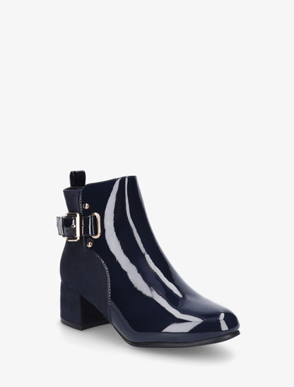 Bottines bi-matière à talon - Marine - 2