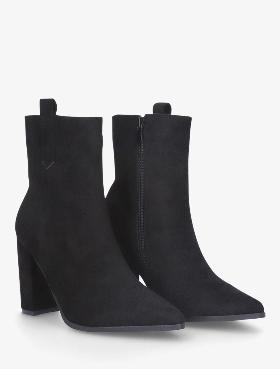 Bottines unies en suédine - Noir - 4