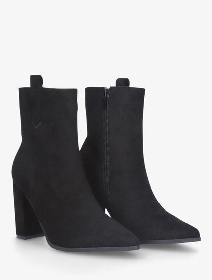 Bottines unies en suédine - Noir - 4