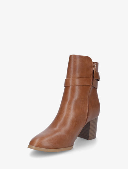 Bottines unies en simili - Camel - 3