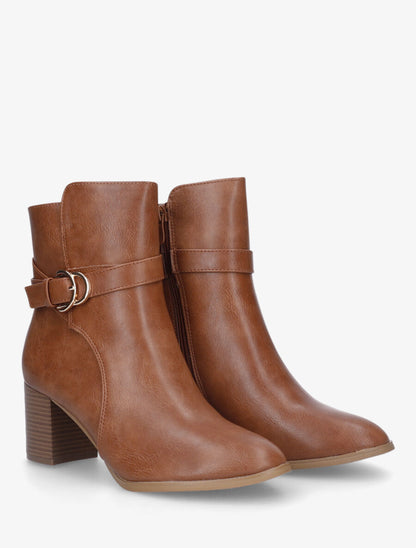 Bottines unies en simili - Camel - 4