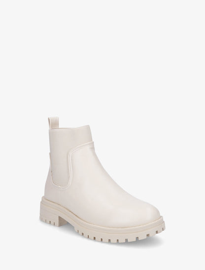 Bottines élastiquées en simili - Crème - 2