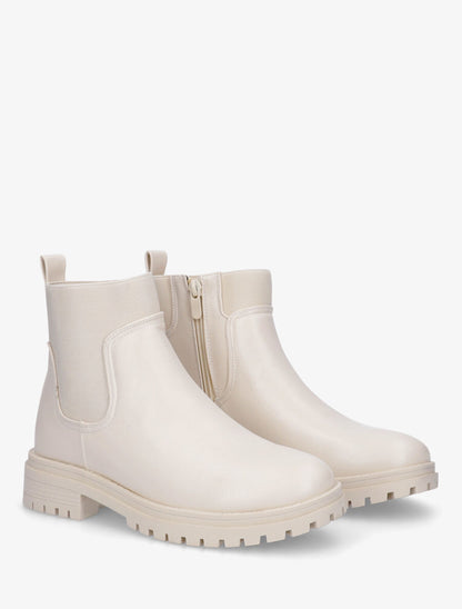 Bottines élastiquées en simili - Crème - 4