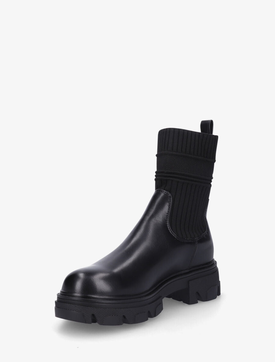 Bottines en simili style chaussettes - Noir - 3