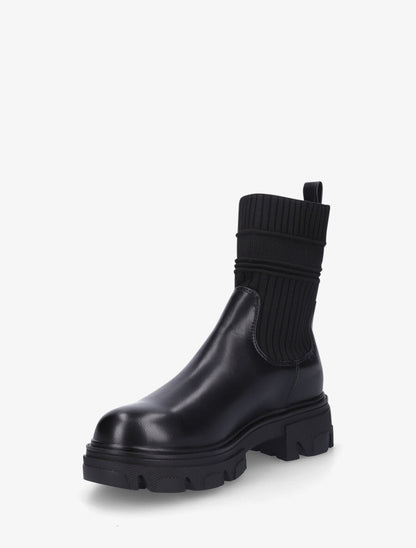 Bottines en simili style chaussettes - Noir - 3