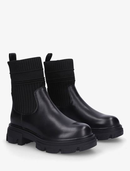 Bottines en simili style chaussettes - Noir - 4