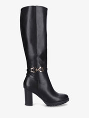 Bottes en simili à talon - Noir - 1