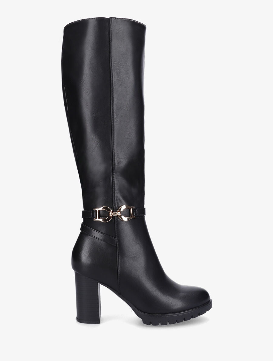 Bottes en simili à talon - Noir - 1