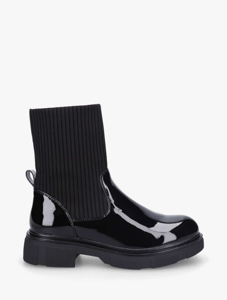 Bottines vernies style chaussettes - Noir - 5