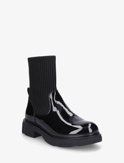 Bottines vernies style chaussettes - Noir - 2