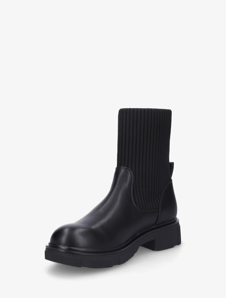 Bottines style chaussettes en simili - Noir - 3