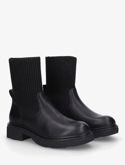 Bottines style chaussettes en simili - Noir - 4
