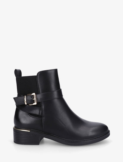 Bottines en simili et métal au talon - Noir - 5