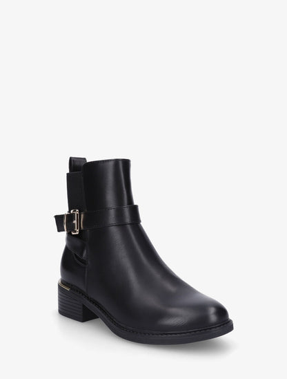 Bottines en simili et métal au talon - Noir - 2
