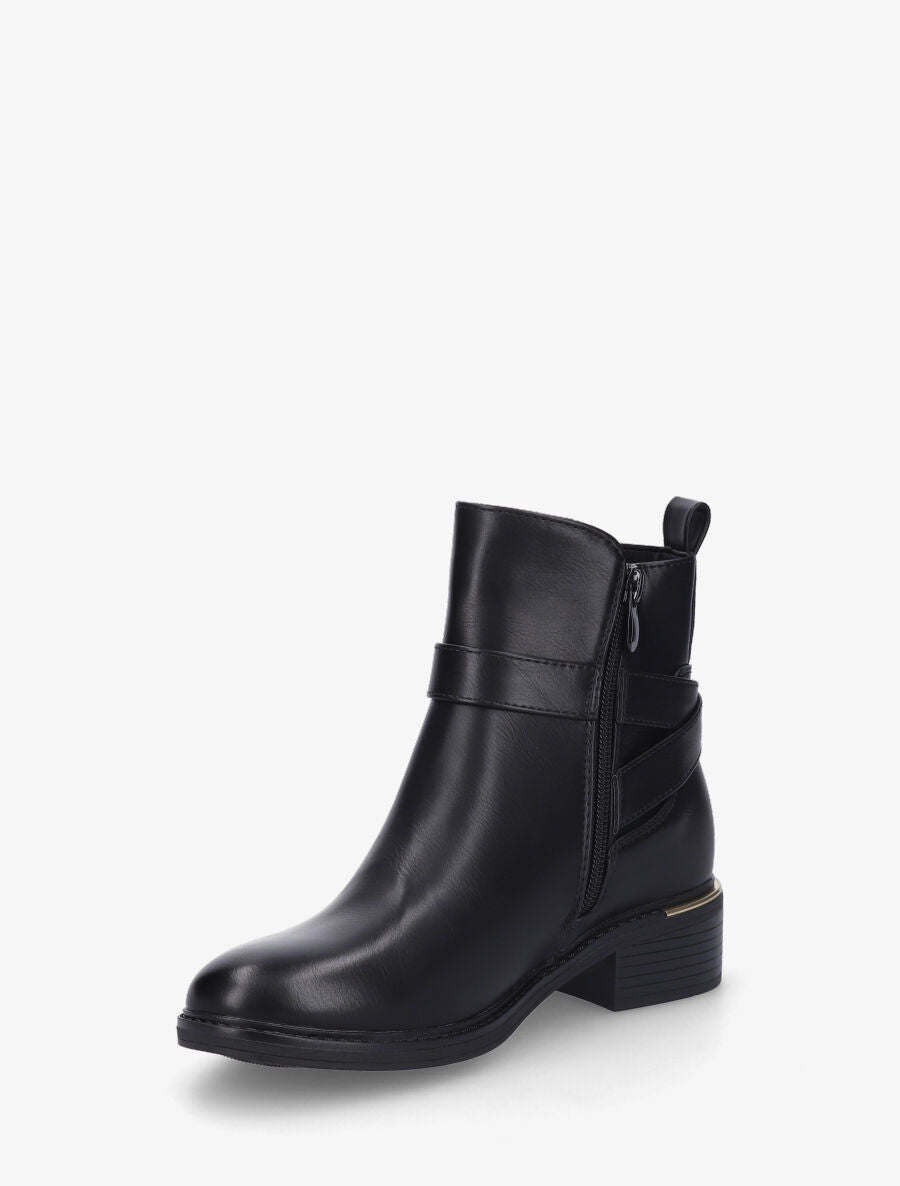 Bottines en simili et métal au talon - Noir - 3
