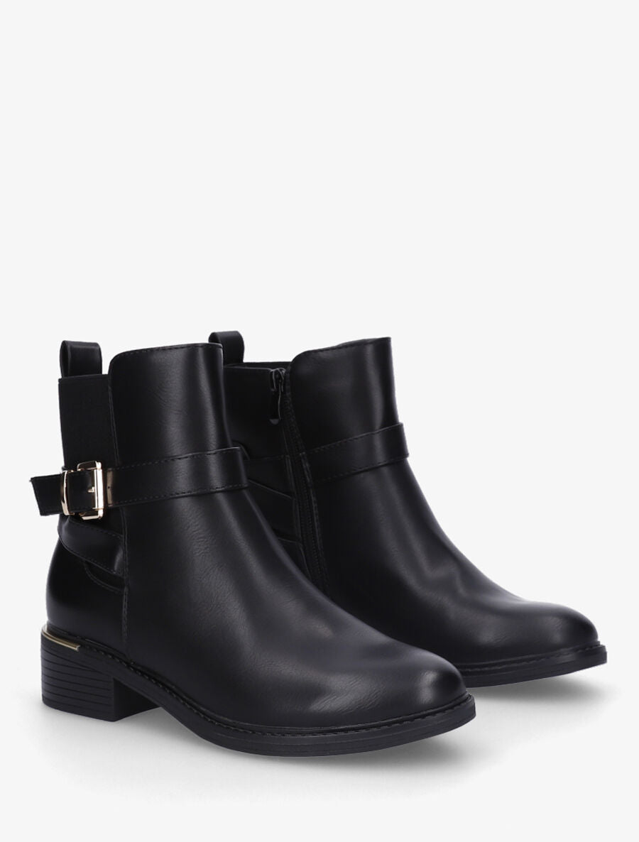 Bottines en simili et métal au talon - Noir - 4