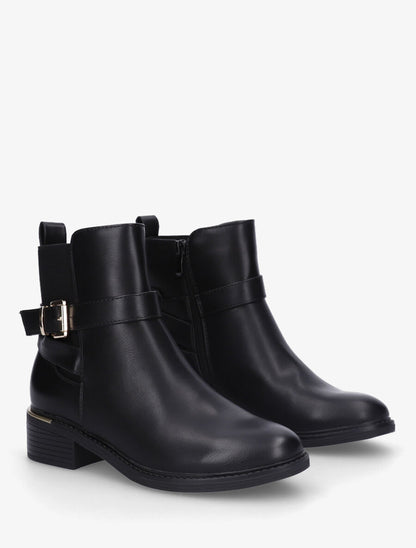 Bottines en simili et métal au talon - Noir - 4