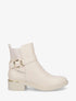 Bottines en simili et métal au talon - Crème - 5