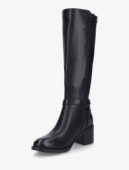 Bottes en simili à talon mi-haut - Noir - 3