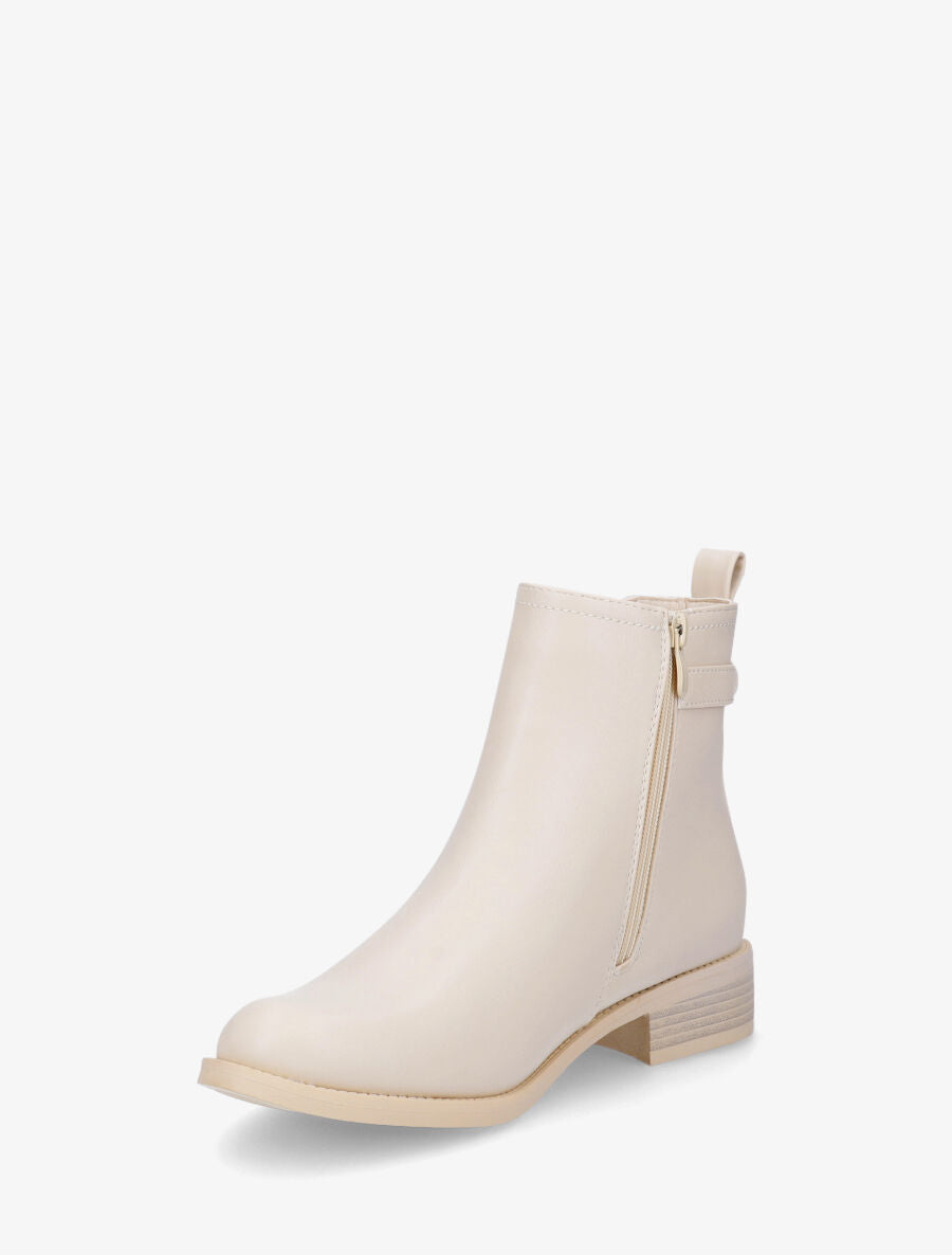 Bottines plates basiques à boucle - Beige - 3