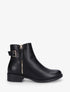 Bottines unies plates et zip décoratif - Noir - 1