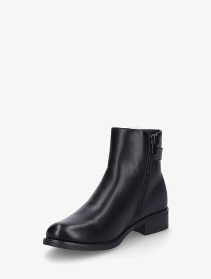 Bottines unies plates et zip décoratif - Noir - 3