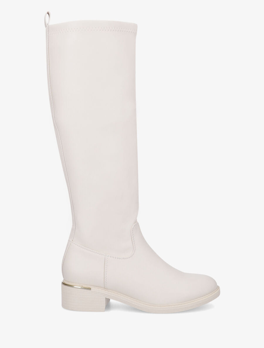 Bottes plates en simili - Beige - 1