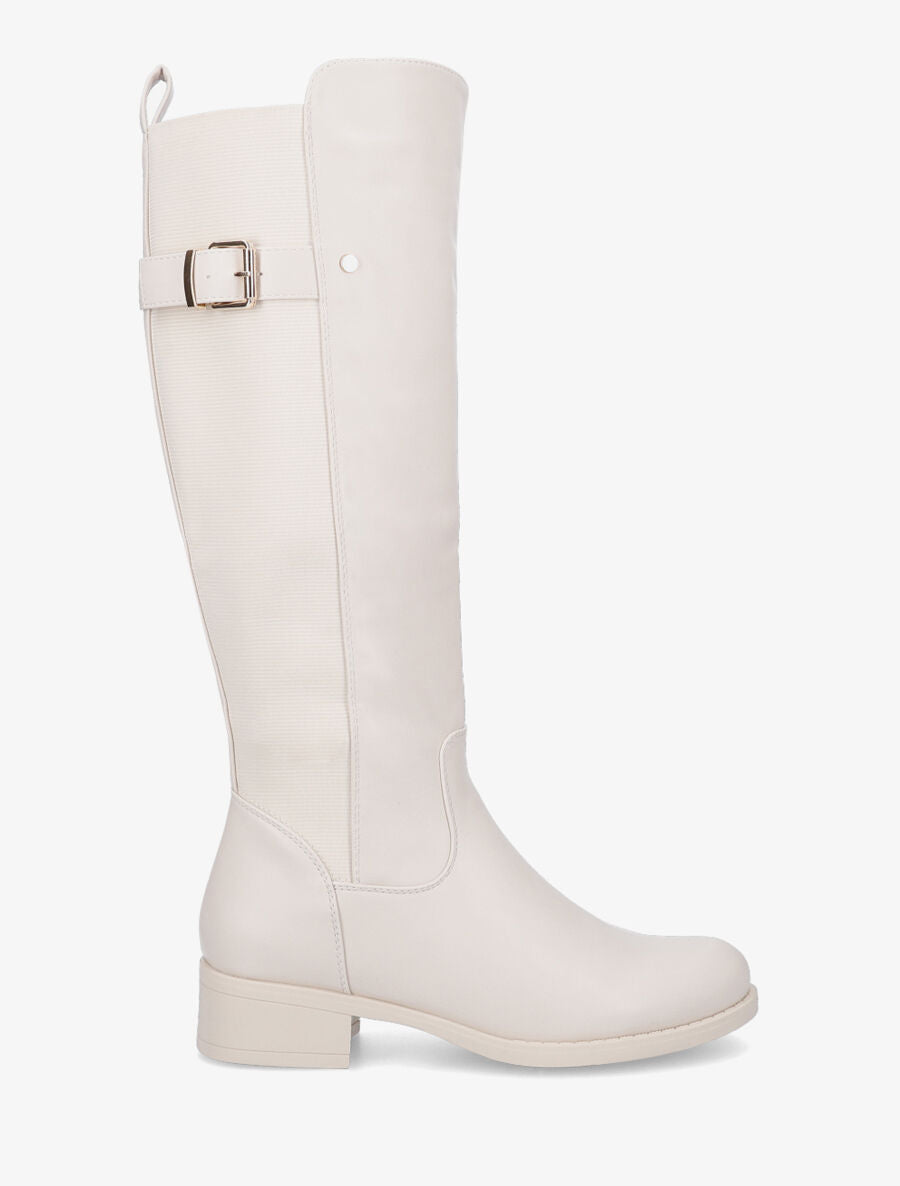 Bottes plates élastiquées à boucle - Beige - 1