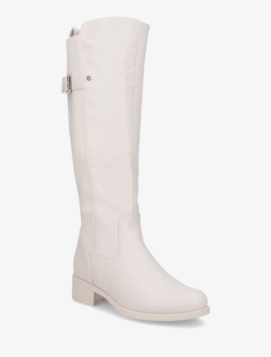 Bottes plates élastiquées à boucle - Beige - 2
