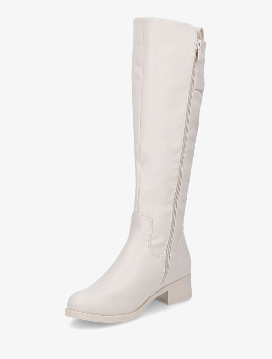 Bottes plates élastiquées à boucle - Beige - 3