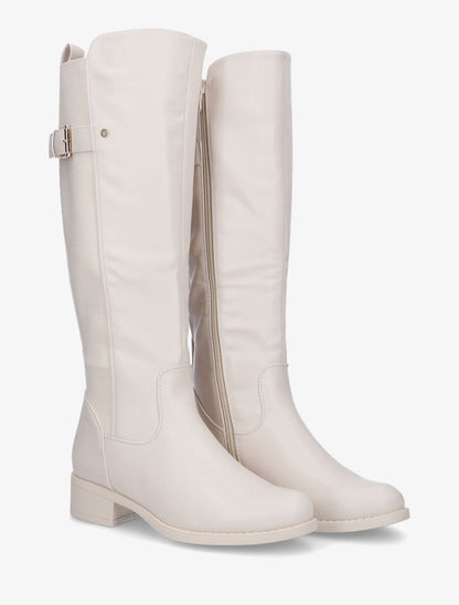 Bottes plates élastiquées à boucle - Beige - 4