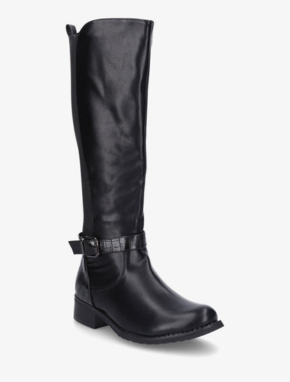 Bottes élastiquées à contrefort effet croco - Noir - 2
