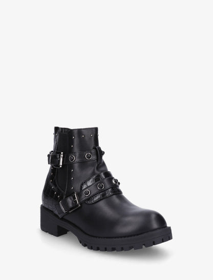 Bottines cloutées et sangles ornées de perles - Noir - 2