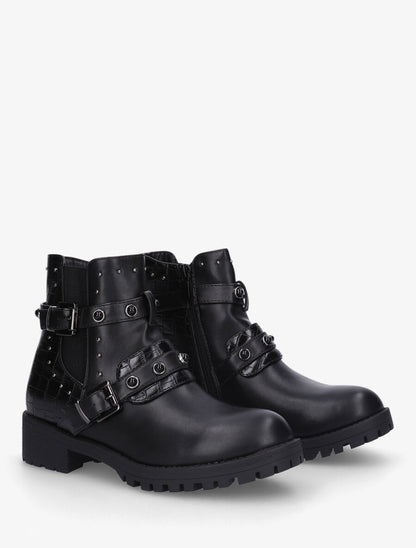 Bottines cloutées et sangles ornées de perles - Noir - 4