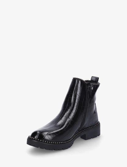 Bottines effet croco cloutées - Noir - 3