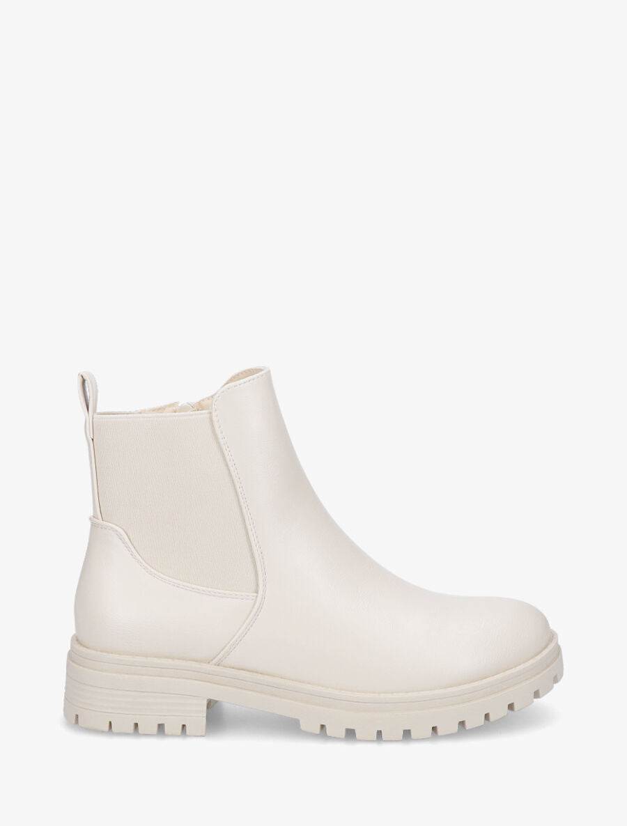 Bottines élastiquées unies - Crème - 1