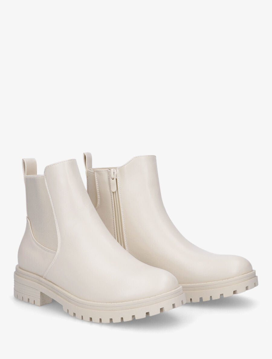 Bottines élastiquées unies - Crème - 4