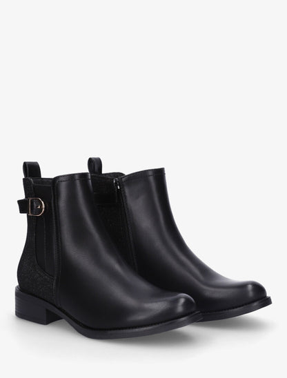 Bottines en simili à contrefort pailleté - Noir - 4