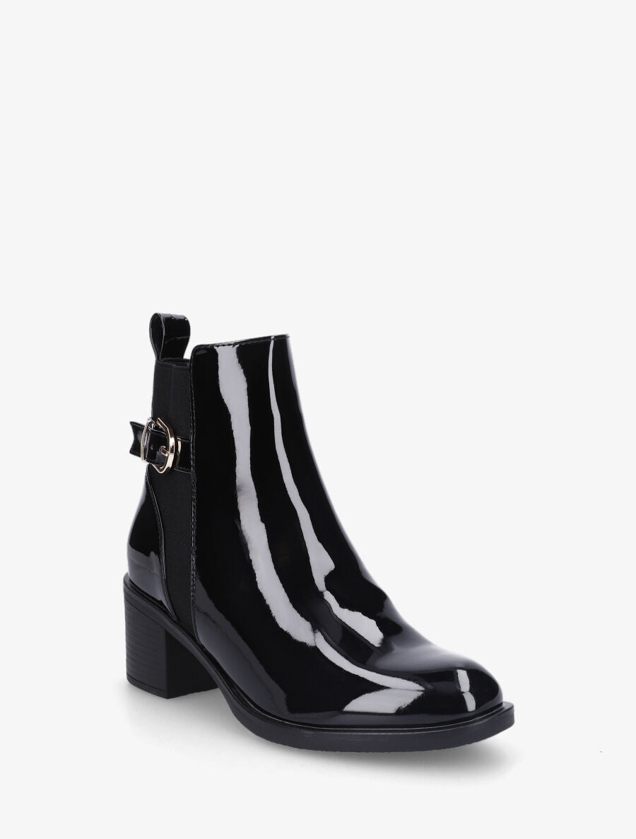 Bottines vernies à talon bloc - Noir - 2