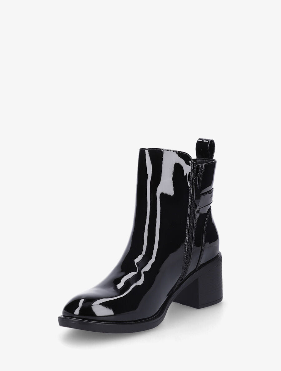 Bottines vernies à talon bloc - Noir - 3